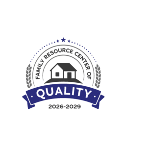Badge with a house, text Family Resource Center of Quality, and years 2026-2029 on a blue ribbon.
