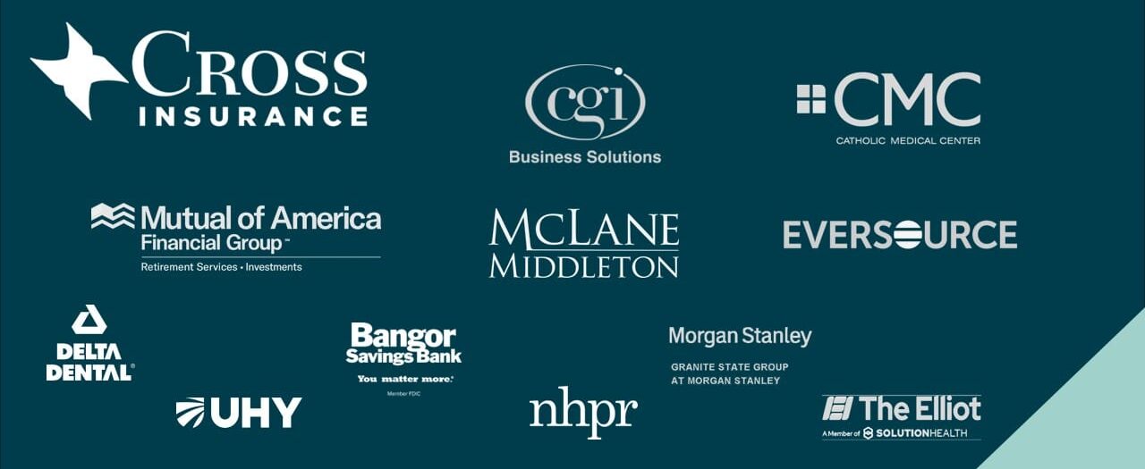 A thank you message to sponsors with various company logos on a teal background.