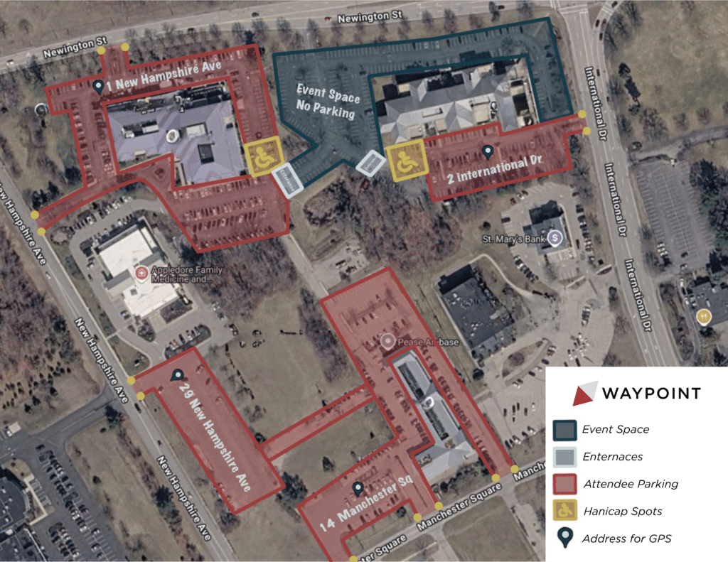 Map of event space showing parking options.